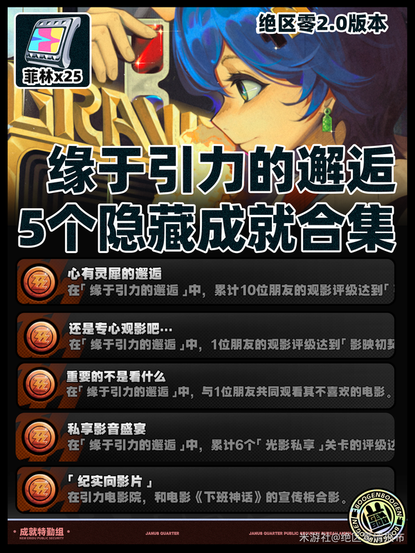绝区零缘于引力的邂逅看电影活动隐藏成就大全